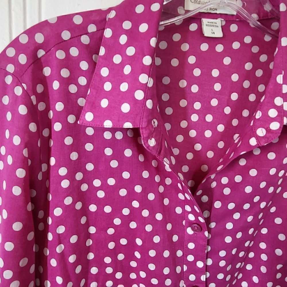 Coldwater Creek Pink & White Polka Dot Blouse - Picture 5 of 8